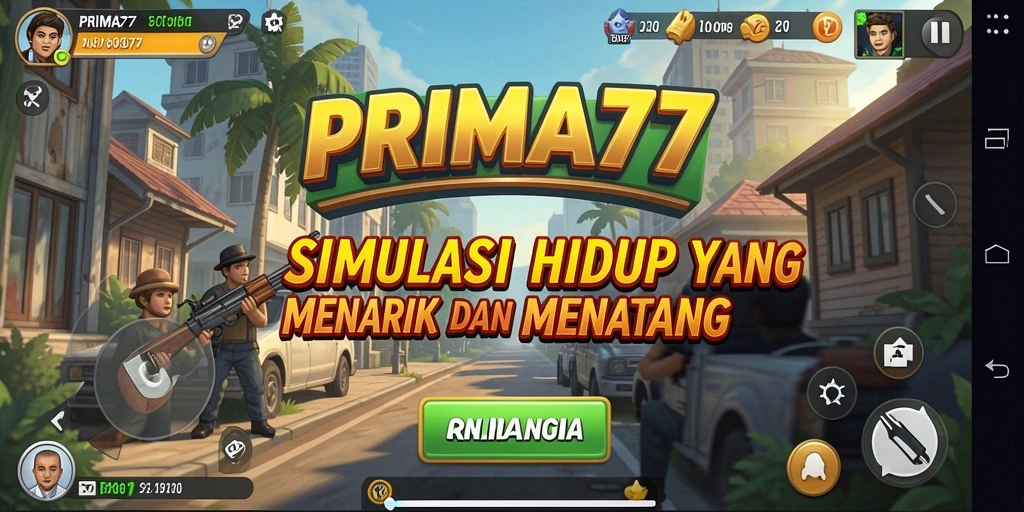 Screenshot gameplay <strong>PRIMA77</strong> yang menunjukkan interaksi karakter dalam lingkungan yang dinamis.